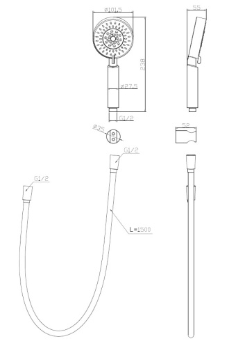 Душевой гарнитур BelBagno ANCONA BB-DFS-5-CRM настенный хром - фото 2