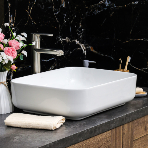 Раковина из сантехнического фарфора Melana 78109-805 51х40 накладная цвет белый без отверстий под смеситель - фото 5