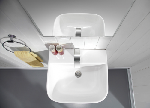 Раковина из санфаянса CeramaLux G515 33х33 напольная цвет белый 1 отверстие под смеситель - фото 2