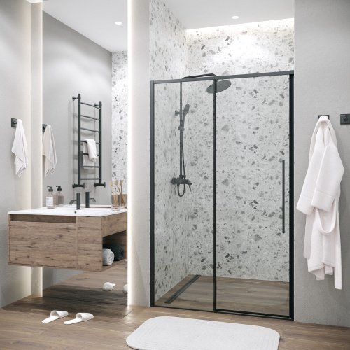 Душевая дверь Grossman Galaxy 100.K33.01.130.21.00 130х195 стекло прозрачное профиль черный матовый - фото 3