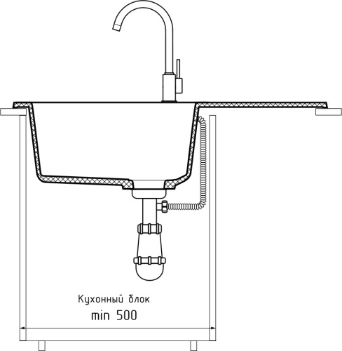 Кухонная мойка Granfest Rondo R-750L серый 75х46 цвет серый поверхность матовая - фото 4