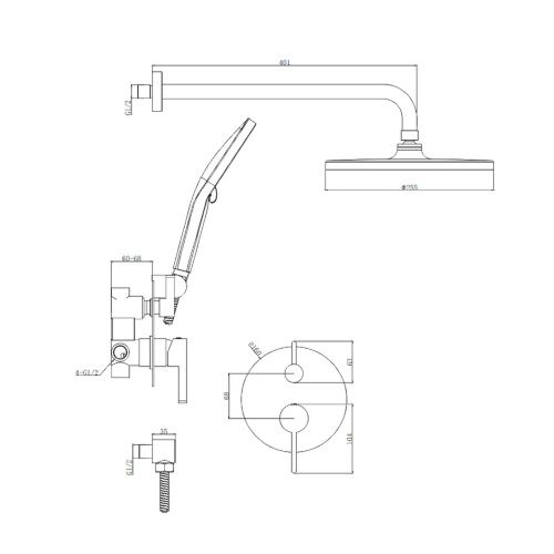 Душевая система Splenka S222.27.05 встраиваемая в стену цвет сатин - фото 3