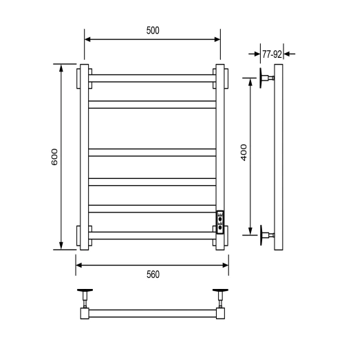 Полотенцесушитель Veconi Barro-B B6050B-B 50х60 электрический черный - фото 2