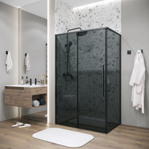 Душевая перегородка Grossman Galaxy 200.K33.01.90.21.10 90х195 стекло тонированное профиль черный матовый - фото 3