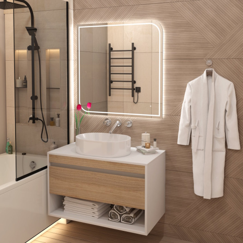 Тумба под раковину Teymi Ritta T60540 85х45х52 подвесная цвет белый/дуб - фото 4