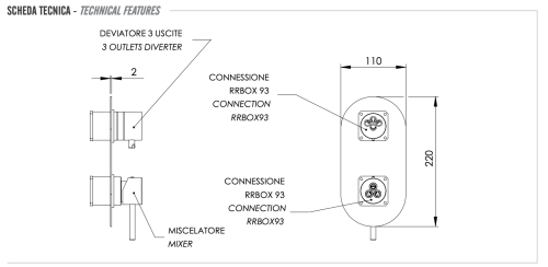 Смеситель для душа Remer X Style X93KBNO встраиваемый в стену черный - фото 2