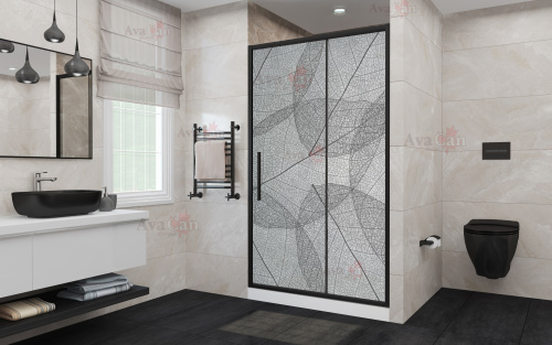 Душевая дверь AvaCan FB160MT 180х195 стекло матовое профиль черный - фото 3