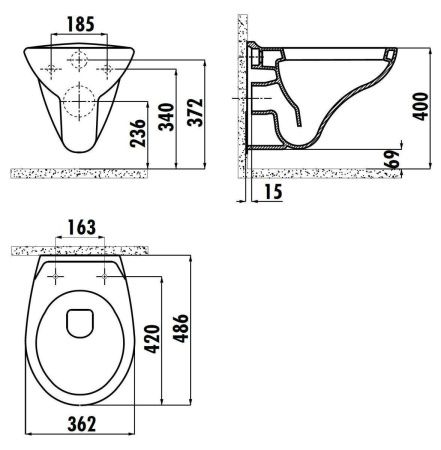 Чаша унитаза подвесная Creavit Perla TP320-00CB00E-0000 цвет белый без сиденья душевой смыв