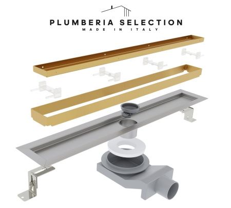 Душевой лоток Plumberia Selection PST IN-TILE PST90OB 90х5 золото