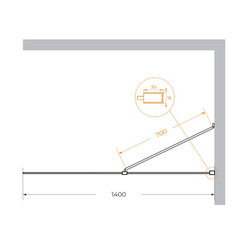 Душевая перегородка Cezares LIBERTA LIBERTA-L-1-TB-140-C-Cr 140х195 стекло прозрачное профиль хром глянцевый - фото 5