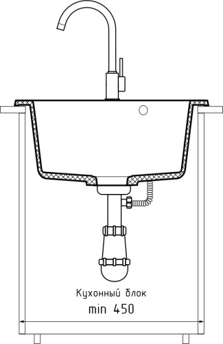 Кухонная мойка Granfest Rondo R-480 песочный 48х48 цвет бежевый поверхность матовая - фото 4