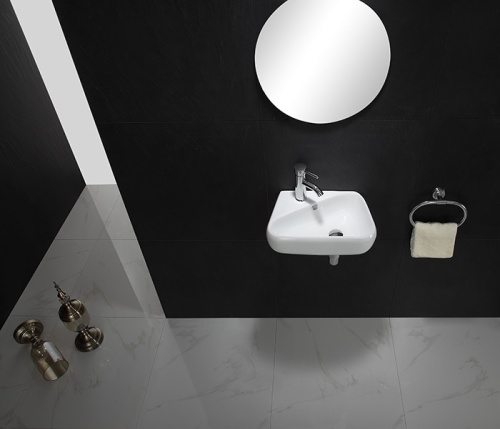 Раковина из санфаянса CeramaLux 9275R 45х28 подвесная цвет белый 1 отверстие под смеситель - фото 5