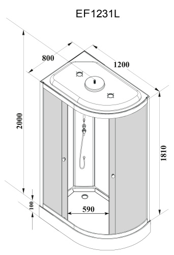 Душевая кабина Parly Effect EF1231L 120х80 асимметричная с крышей ориентация правая - фото 4