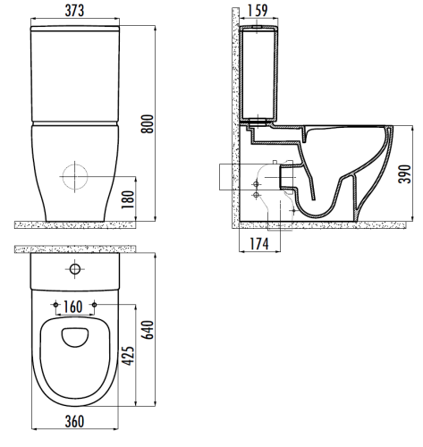 Чаша унитаза напольная Creavit Mare MA361-11CB00E-0000 цвет белый без бачка без сиденья душевой смыв - фото 2