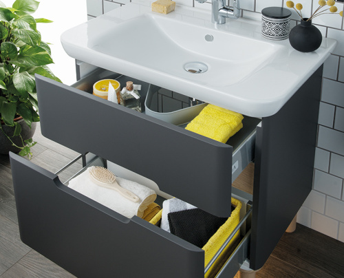 Тумба с раковиной Vitra Sento 60836 78х49х67 подвесная цвет антрацит матовый - фото 3