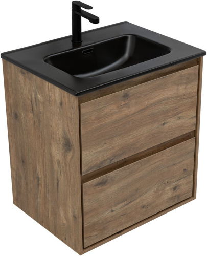 Тумба под раковину Aquanet Милан 00336377 60х45х64 подвесная цвет темное дерево - фото 2