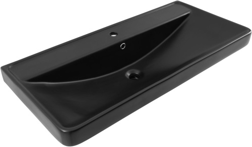 Раковина керамическая Aquanet Ирис 00329251 105х47 полувстраиваемая цвет черный 1 отверстие под смеситель - фото 4