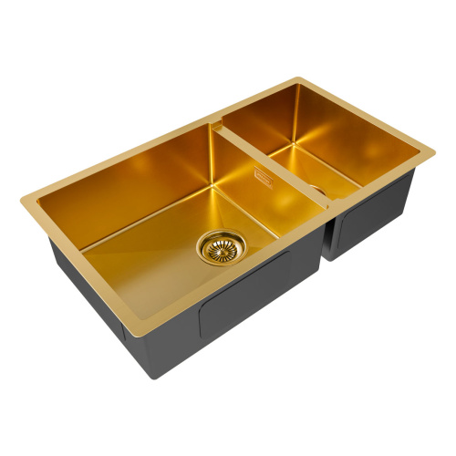 Кухонная мойка Paulmark GERBERG 78/2S UNI PM227844-BG 44х39 цвет брашированное золото поверхность матовая - фото 2