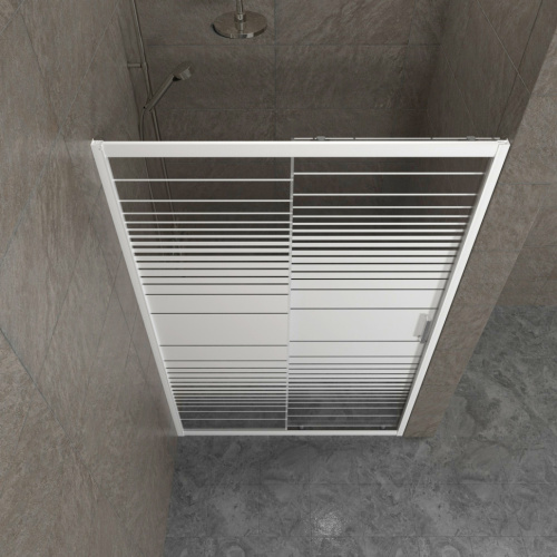 Душевая дверь Тритон Слайд Щ0000064612 100х185 стекло прозрачное с рисунком профиль белый - фото 4