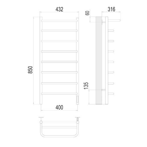 Полотенцесушитель Terminus 4670078531445 43х85 электрический хром - фото 3
