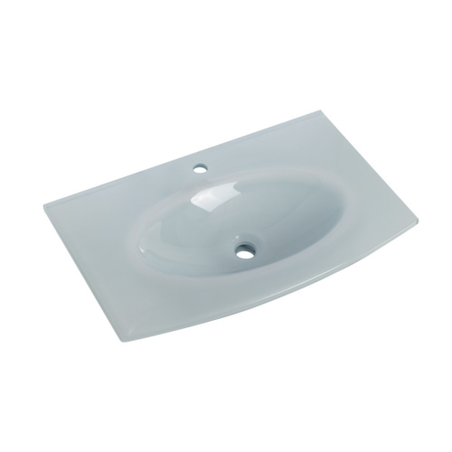 Раковина стеклянная Cezares 82415 76х52 подвесная цвет белый глянцевый 1 отверстие под смеситель - фото 2