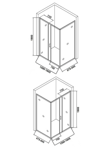 Душевой уголок Orange E23-16090TB 161х89 стекло прозрачное профиль черный без поддона - фото 5