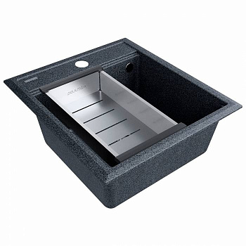 Кухонная мойка + коландер Paulmark PM114651-DG+A375-BS 46х51 цвет графит