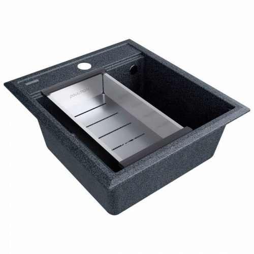 Кухонная мойка + коландер Paulmark PM114651-DG+A375-BS 46х51 цвет графит