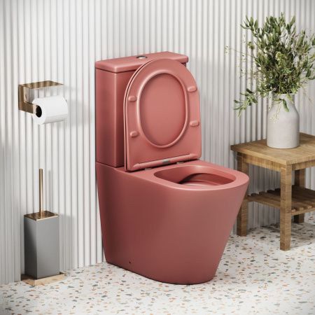 Унитаз напольный с бачком Grossman Color GR-4480PIMS розовый с сиденьем безободковый каскадный смыв