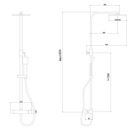 Душевая стойка ABBER AF8260BL настенная цвет черный матовый - фото 3