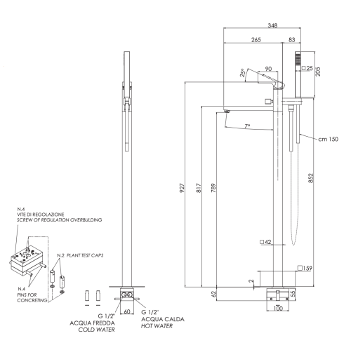 Смеситель для ванны Remer Absolute AU08NO напольный черный - фото 2