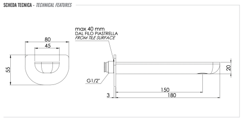 Излив Remer Infinity 91iNO настенный черный матовый - фото 2