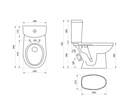Унитаз-компакт напольный с бачком Santek Бореаль 1WH302143 белый с сиденьем каскадный смыв