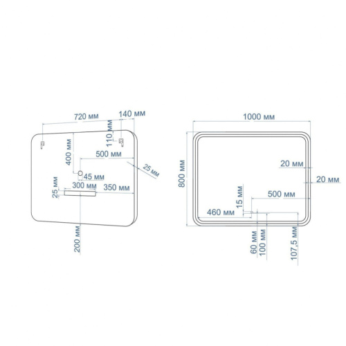 Зеркало в ванную Art&Max GENOVA AM-Gen-1000-800-DS-F 100х80 цвет черный - фото 2
