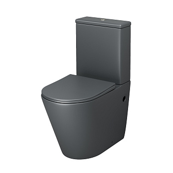 Унитаз напольный с бачком Grossman Color GR-4480GMS серый матовый с сиденьем микролифт безободковый каскадный смыв