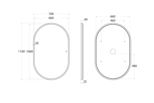 Зеркало в ванную Art&Max BARI AM-Bar-700-1100-DS-F 70х110 цвет графит матовый - фото 4