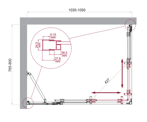 Душевой уголок BelBagno LUCE LUCE-AH-21-105/80-C-Cr 105х80 стекло прозрачное профиль хром глянцевый без поддона - фото 2