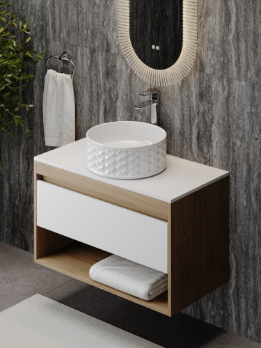 Раковина из сантехнического фарфора Teymi Martta T52103 38х38 накладная цвет белый без отверстий под смеситель - фото 3