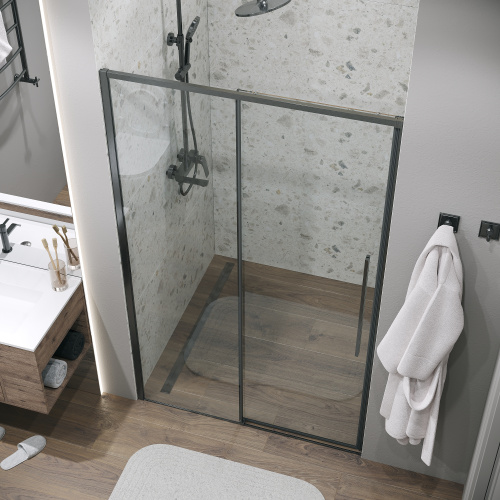 Душевая дверь Grossman Galaxy 100.K33.01.140.42.00 140х195 стекло прозрачное профиль графит - фото 5