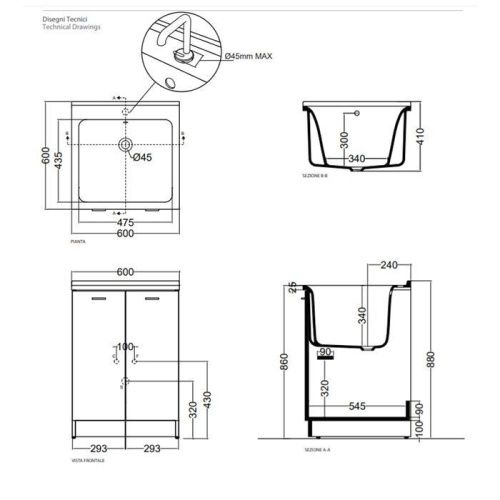 Раковина керамическая Kerasan Aquadom 029401*1 60 см встраиваемая цвет белый 1 отверстие под смеситель - фото 2