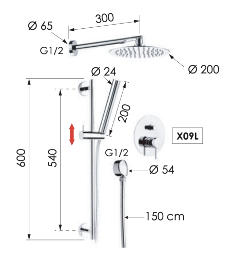 Душевая система Remer X Style X09S01 встраиваемая в стену - фото 2