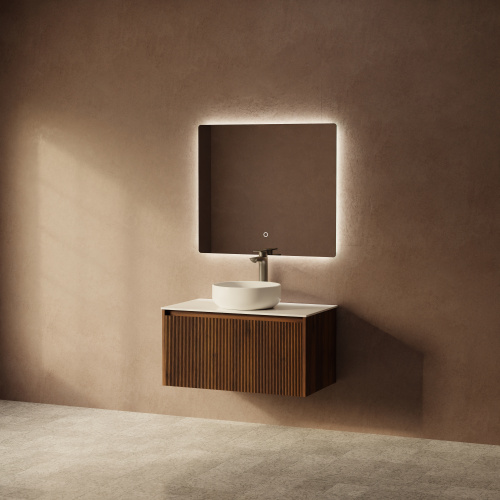 Тумба с раковиной+зеркало Art Decco Camilla (Камилла) ACM08W22S3M0 80x45x40 подвесная цвет черный орех - фото 2