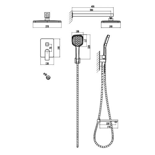 Душевая система Voda 7in1NVRG встраиваемая в стену цвет розовое золото - фото 3
