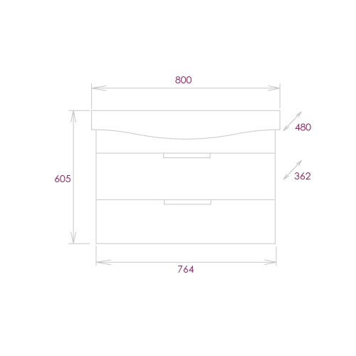 Тумба под раковину Onika Девис 108048 76х36х50 подвесная - фото 3