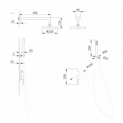 Душевая система ABBER AF8818NG встраиваемая в стену - фото 3