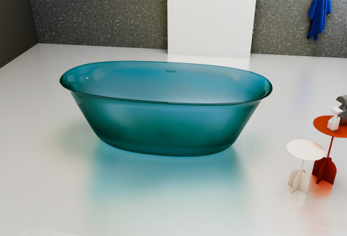 Ванна полиэфирная смола Abber Kristall AT9707Aquamarin 170х75 отдельностоящая овальная - фото 4