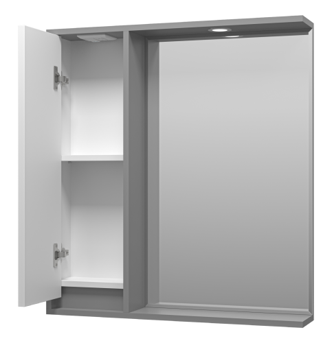 Зеркало-шкаф Brevita Balaton BAL-04075-01-01Л 73х14х80 подвесной цвет белый/серый - фото 4
