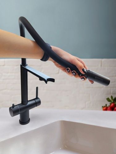 Смеситель для кухни AltroBagno Flusso AltroBagnoFlusso050204MB на мойку черный - фото 5