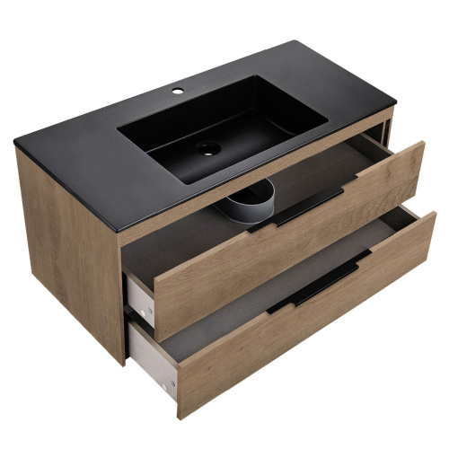 Тумба под раковину Vincea Chiara 2D VMC-2C2100NO 99х48х48 подвесная цвет коричневый - фото 3