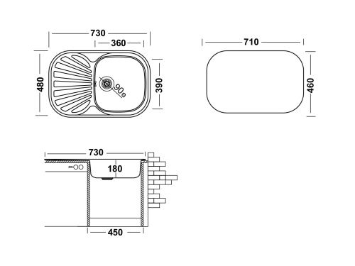 Кухонная мойка Ukinox Галант GAL730.480 -GT8K 2L 48х73 цвет стальной поверхность рифленая - фото 3